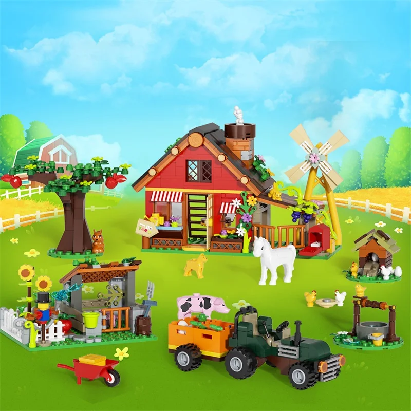 창의적인 풍차 농가 빌딩 블록 모델(농업용 자동차, 동 - Agriculture Farming Certificate 리뷰 및 가격