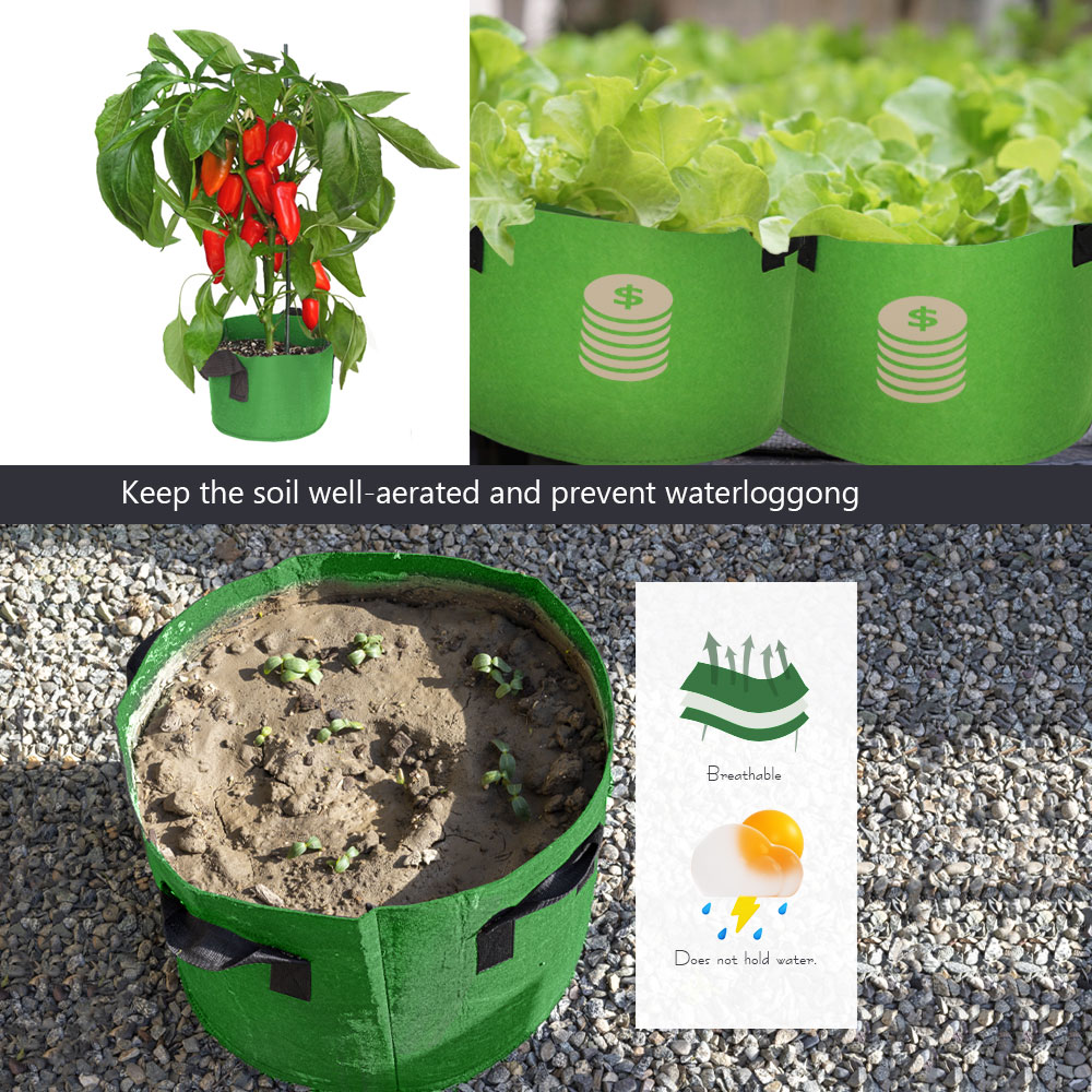 손잡이가 있는 녹색 정원 원단 재배 가방, 안뜰 식물  - Vegetable Transplanter 리뷰 및 가격